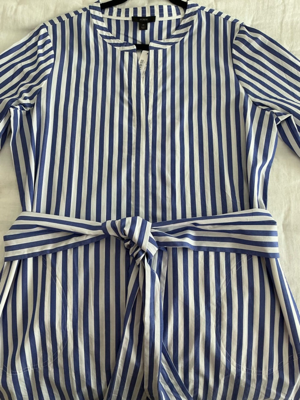 NWT J. Crew Blue and White Striped dress with pockets. - Picture 4 of 8